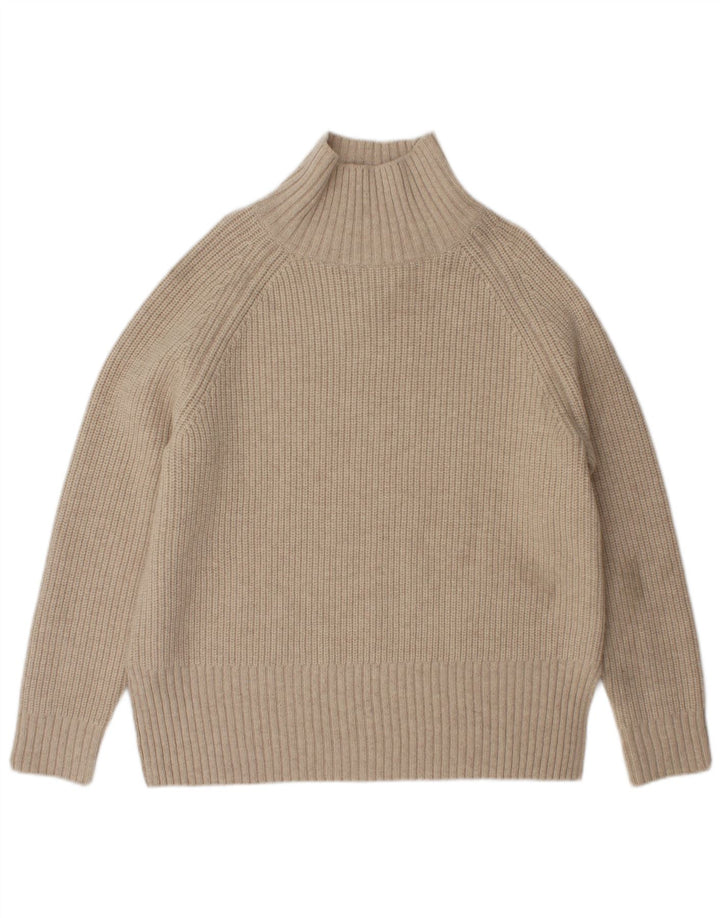 Maglione maglione oversize con collo dolcevita da donna Zara UK 10 piccolo in lana beige