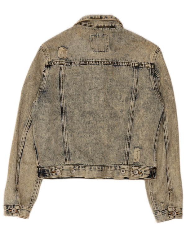 Giacca in denim da donna Superdry Crop Distressed Acid Wash UK 8 Small Blu