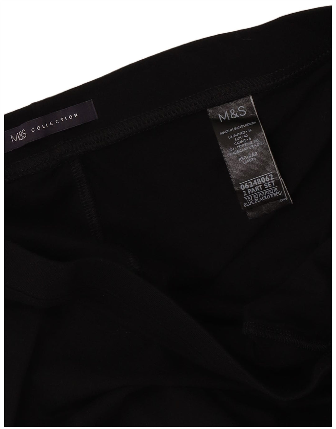 Leggings regolari da donna Marks & Spencer UK 12 cotone nero medio