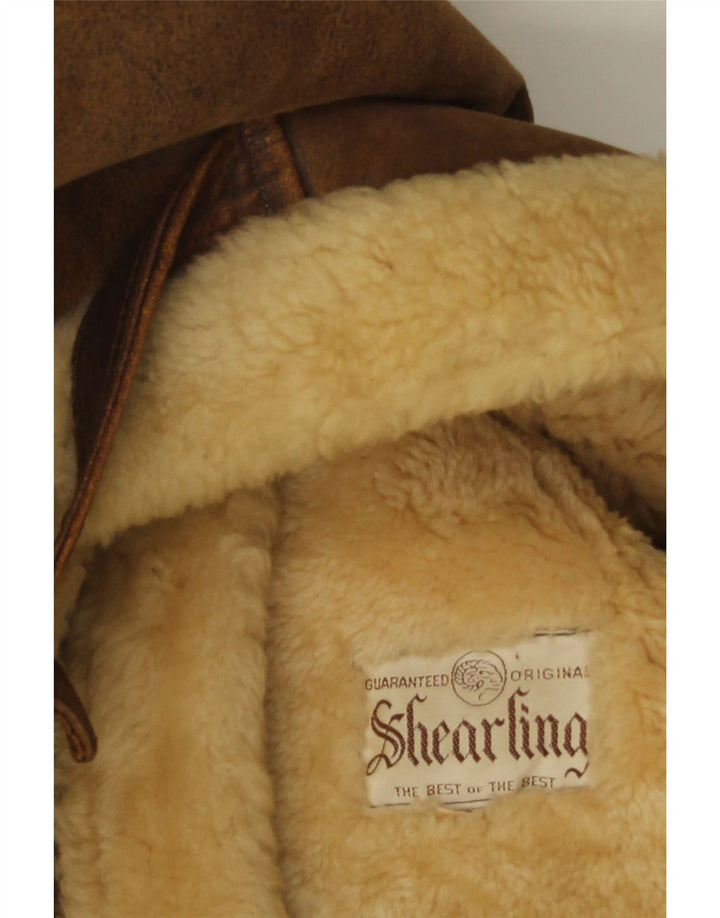 Giacca in shearling vintage da uomo UK 42 XL Shearling marrone