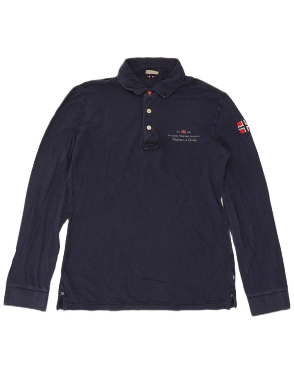 Polo da uomo a maniche lunghe Napapijri grande blu navy