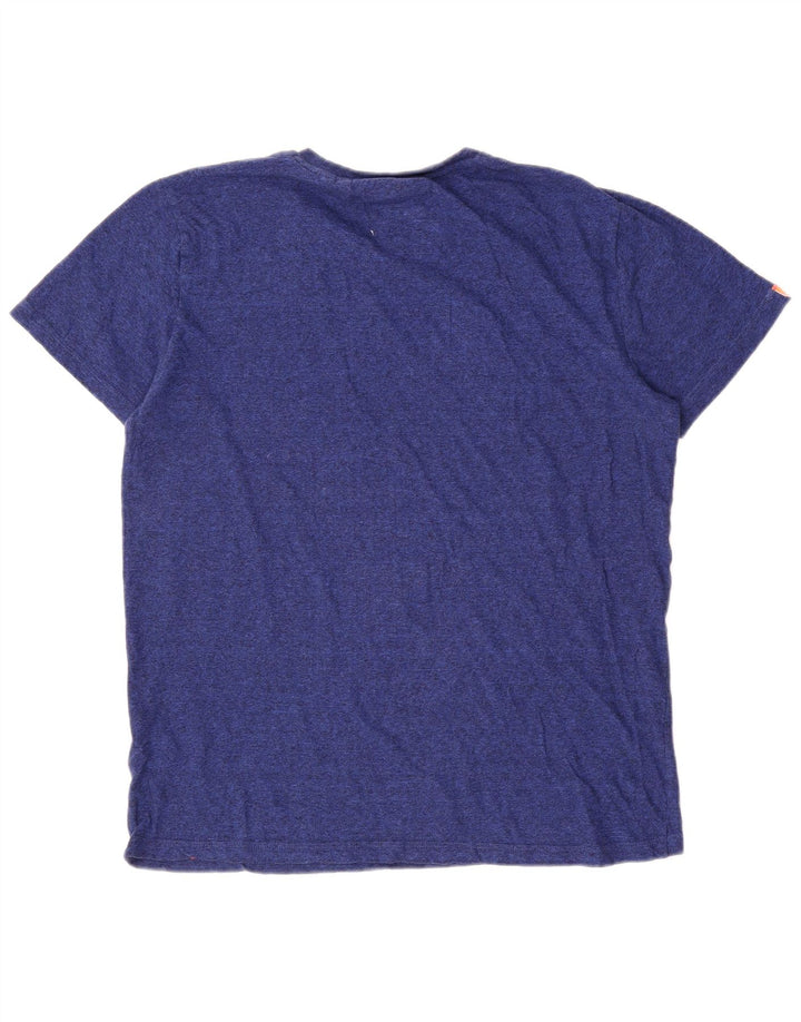 T-shirt da uomo Superdry Top in cotone chiazzato blu navy medio