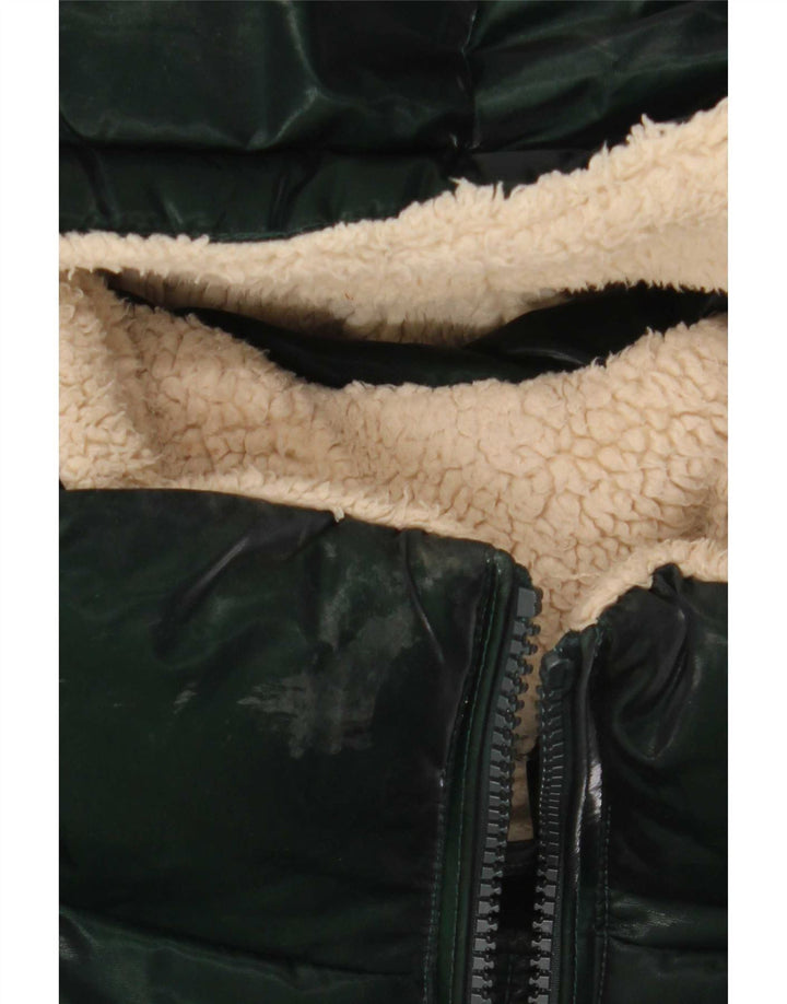 Giacca imbottita oversize con cappuccio da donna Dkny UK 10 piccola verde poliestere