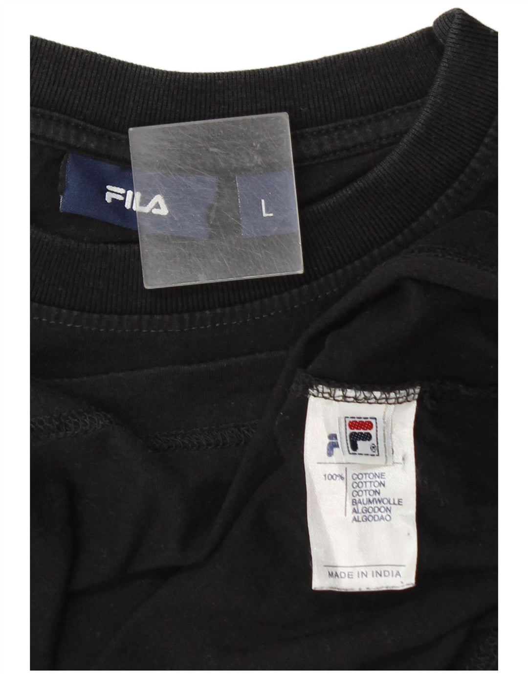 T-shirt grafica da uomo Fila Top grande in cotone nero
