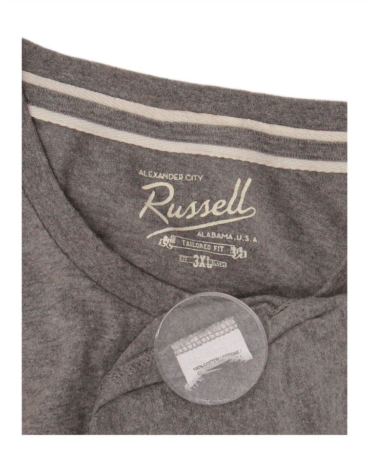 RUSSELL ATHLETIC Top grafico da uomo su misura manica lunga 3XL cotone grigio