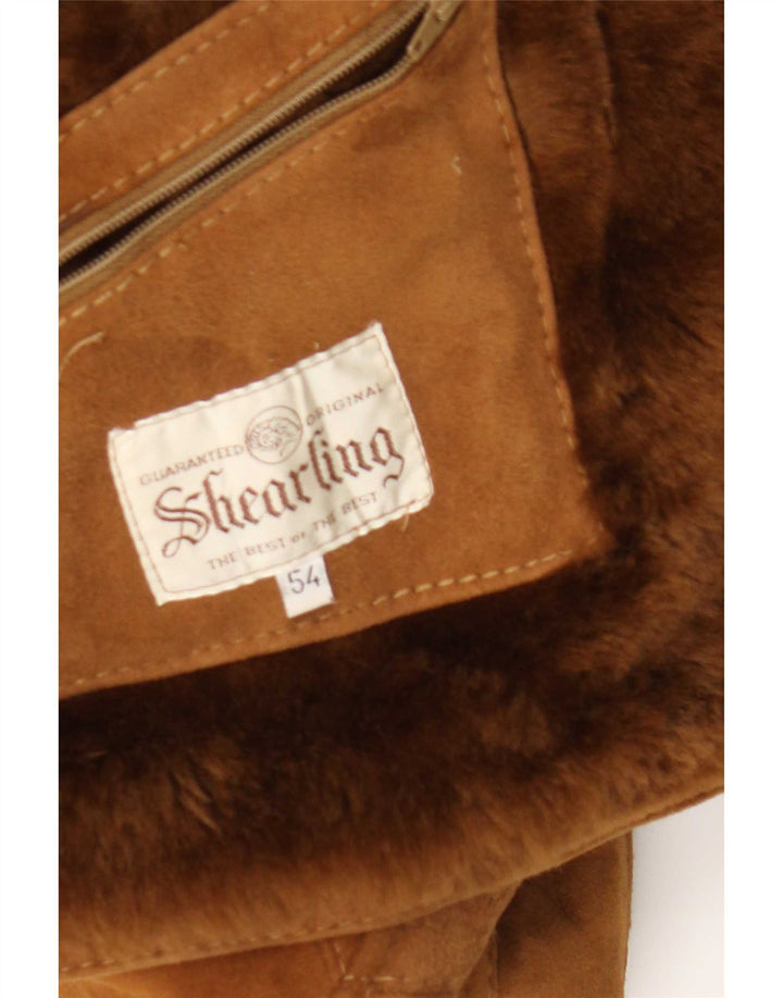 Giubbotto in shearling vintage da uomo IT 54 2XL Marrone