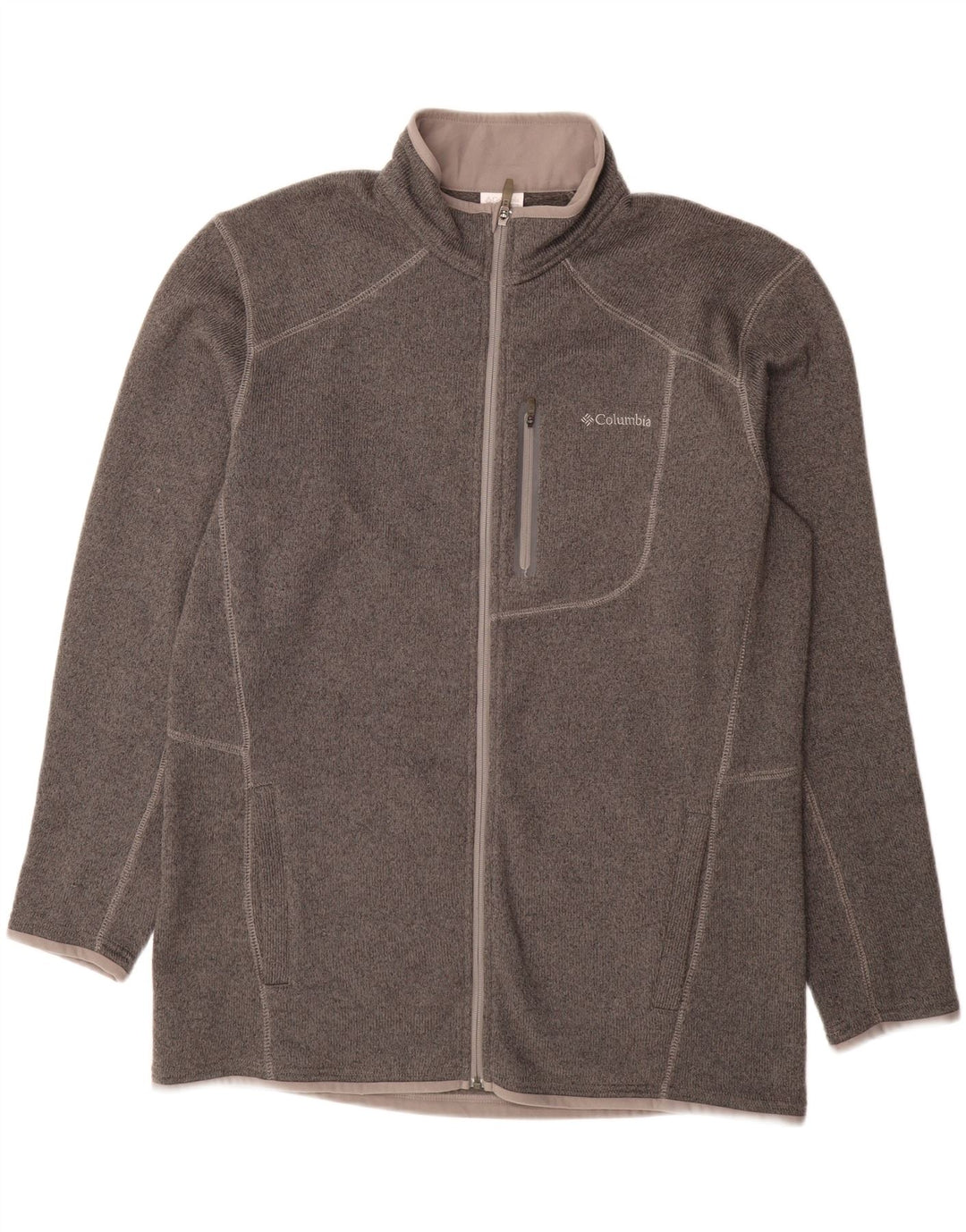 COLUMBIA Mens Tracksuit Top Jacket 2XL Grey Flecked Polyester Vintage Columbia and Second-Hand Columbia from Messina Hembry 