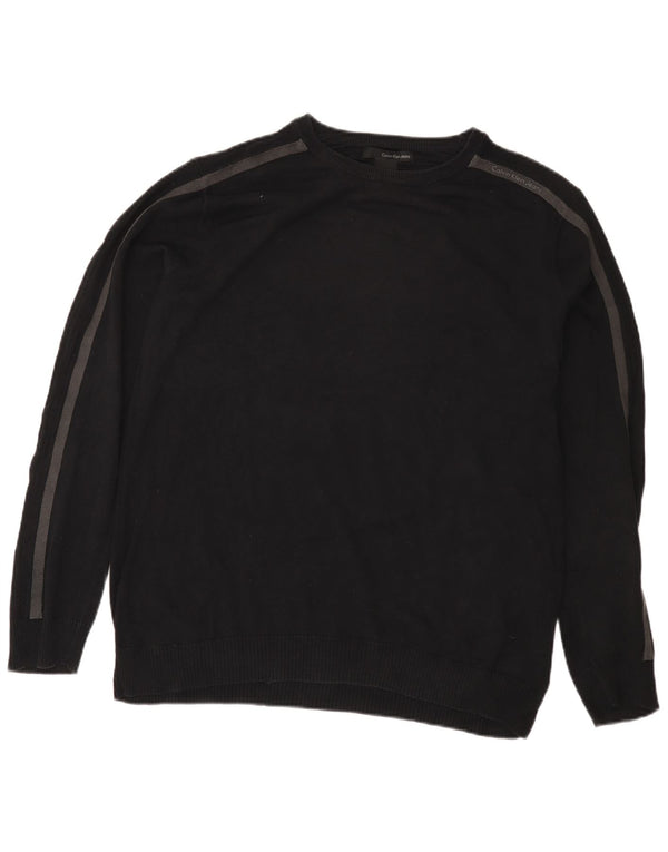 Calvin Klein Jeans da uomo maglione con scollo a barca maglione grande in cotone blu navy