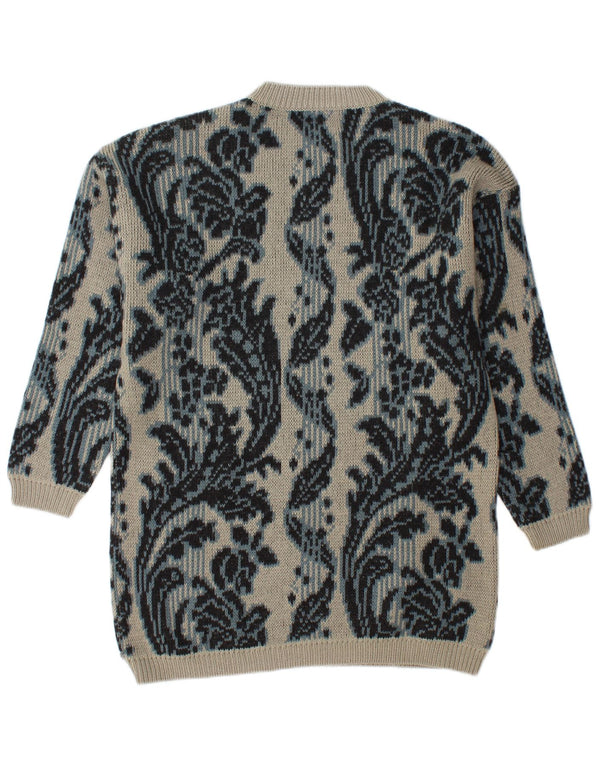 Maglione da uomo girocollo lungo BENETTON IT 46 grande grigio floreale