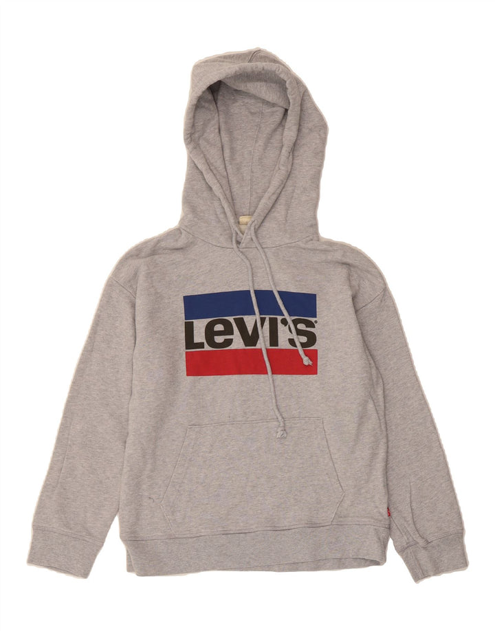 LEVI'S Mens Graphic Hoodie Jumper Small Grey Vintage Levi's and Second-Hand Levi's from Messina Hembry 