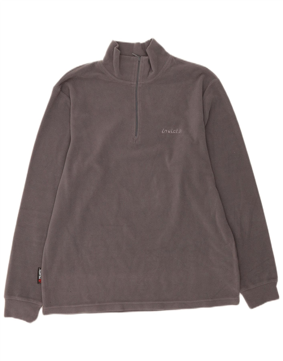 Maglione in pile da uomo con zip e collo Invicta, grande, in poliestere grigio