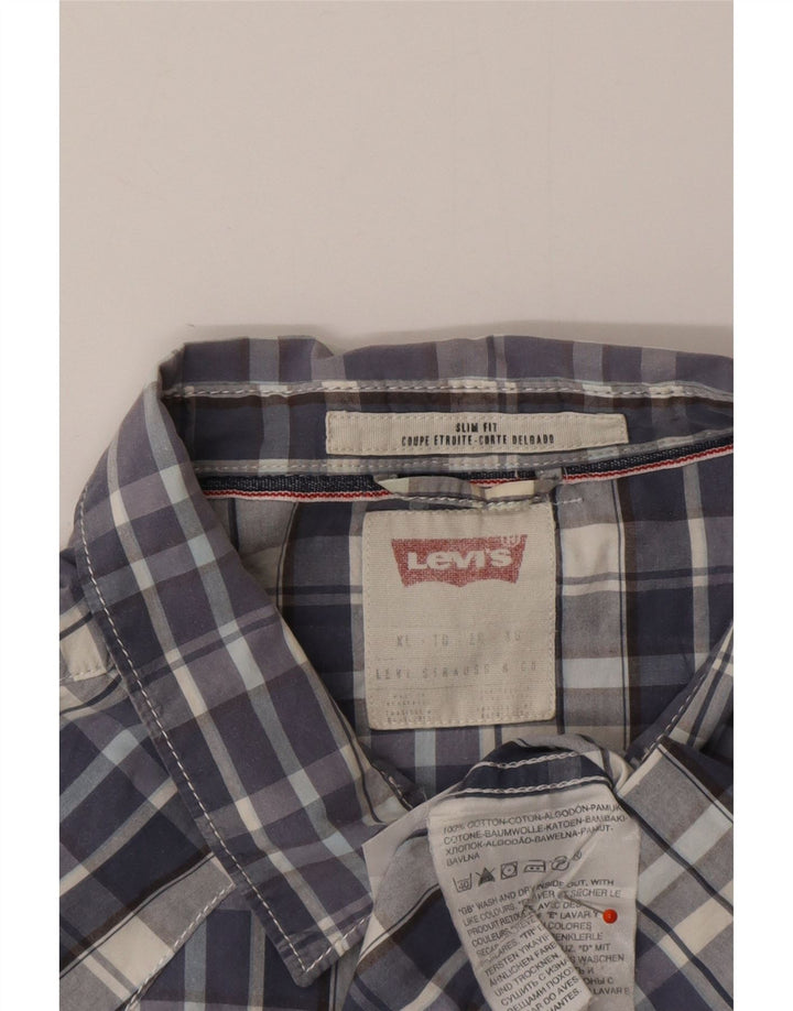 Camicia LEVI'S da uomo slim fit a maniche corte XL in cotone a quadri blu