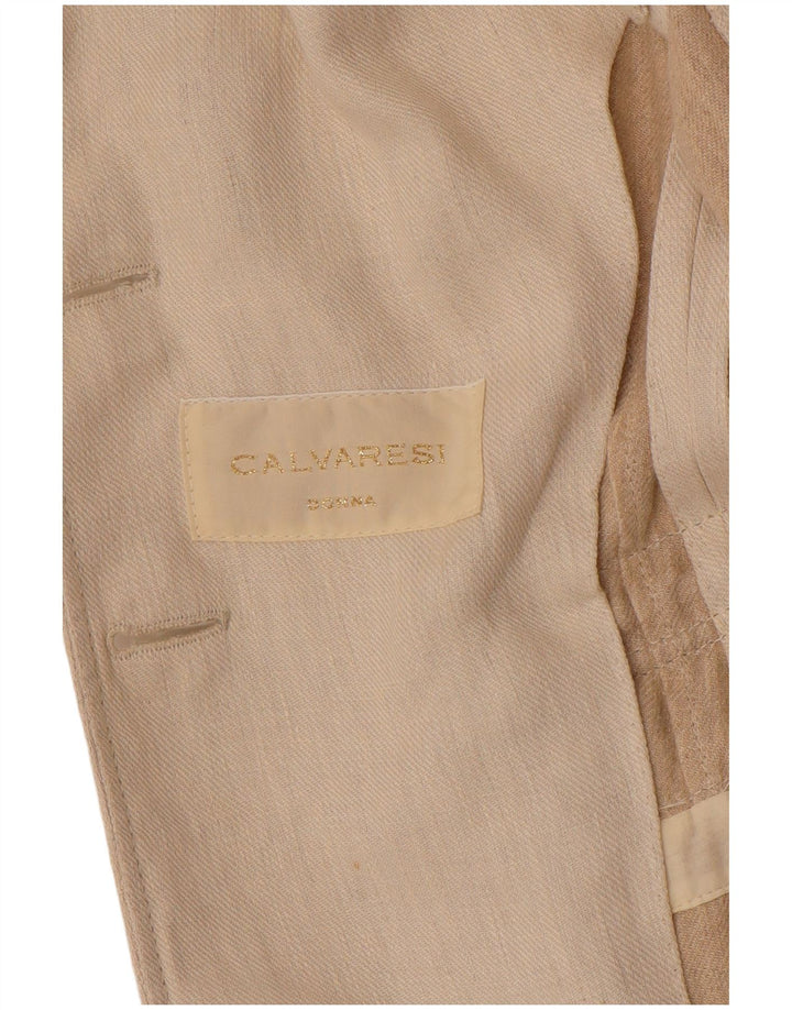 Giacca blazer militare a 3 bottoni da donna Calvaresi UK 12 Beige medio