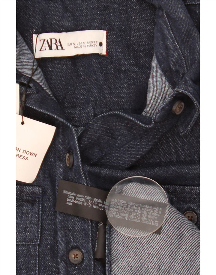 Abito in denim da donna Zara UK 10 piccolo in cotone blu