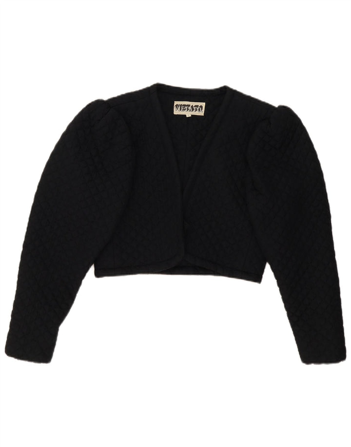 Giacca Bolero corta da donna vintage UK 8 piccola nera