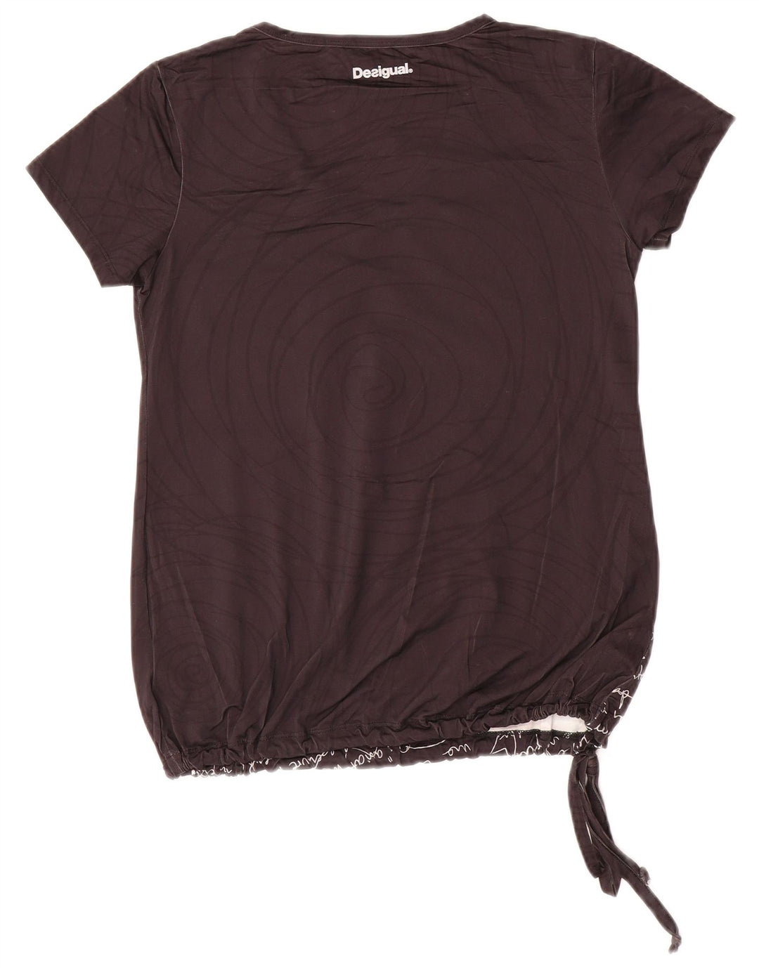 Desigual T-shirt grafica da donna Top UK 10 Small Nero Poliammide