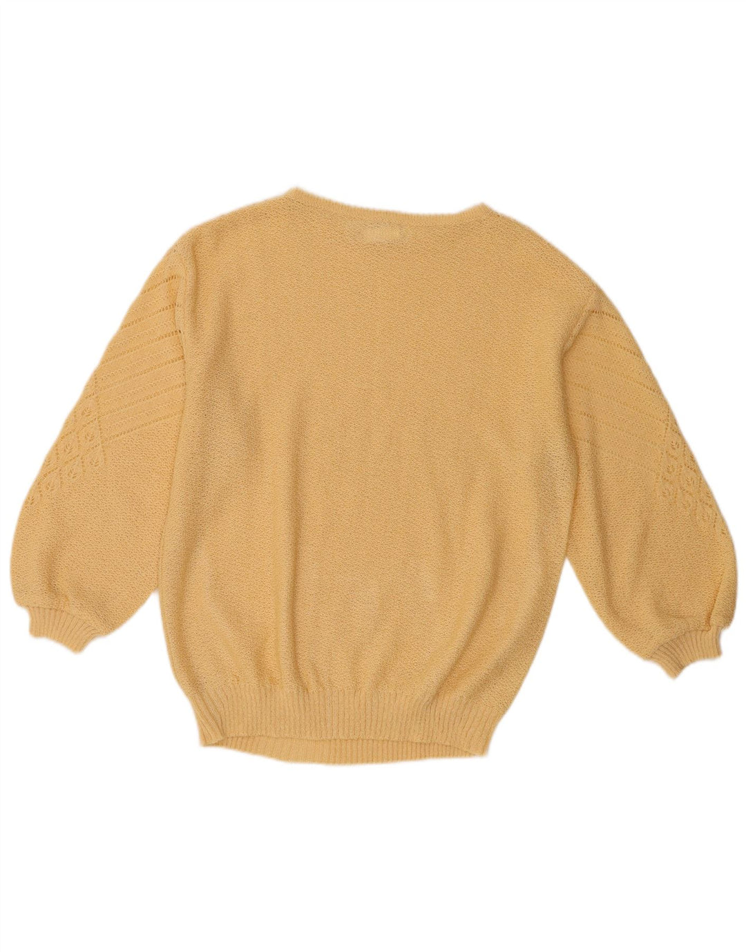 Maglione maglione vintage da donna con scollo a barca UK 12 Giallo medio