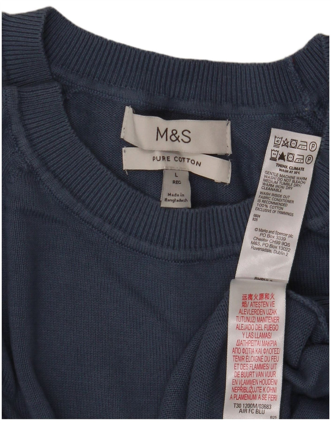 Marks & Spencer Maglione da uomo con scollo a barca grande cotone blu