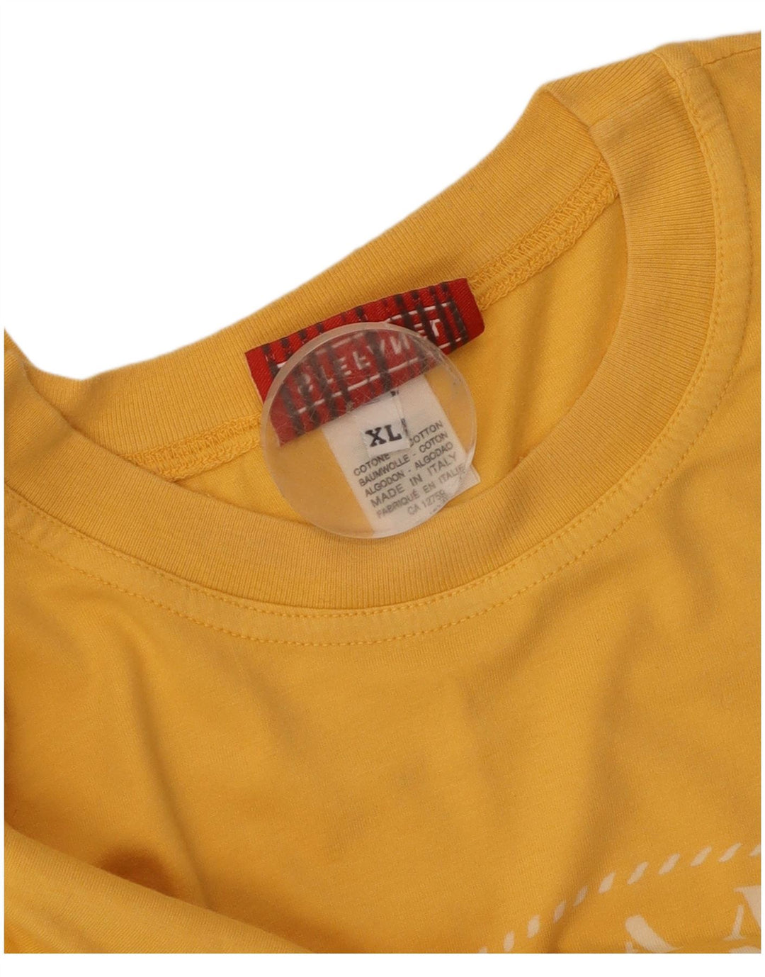 T-shirt grafica da uomo Stefanel Top XL in cotone giallo