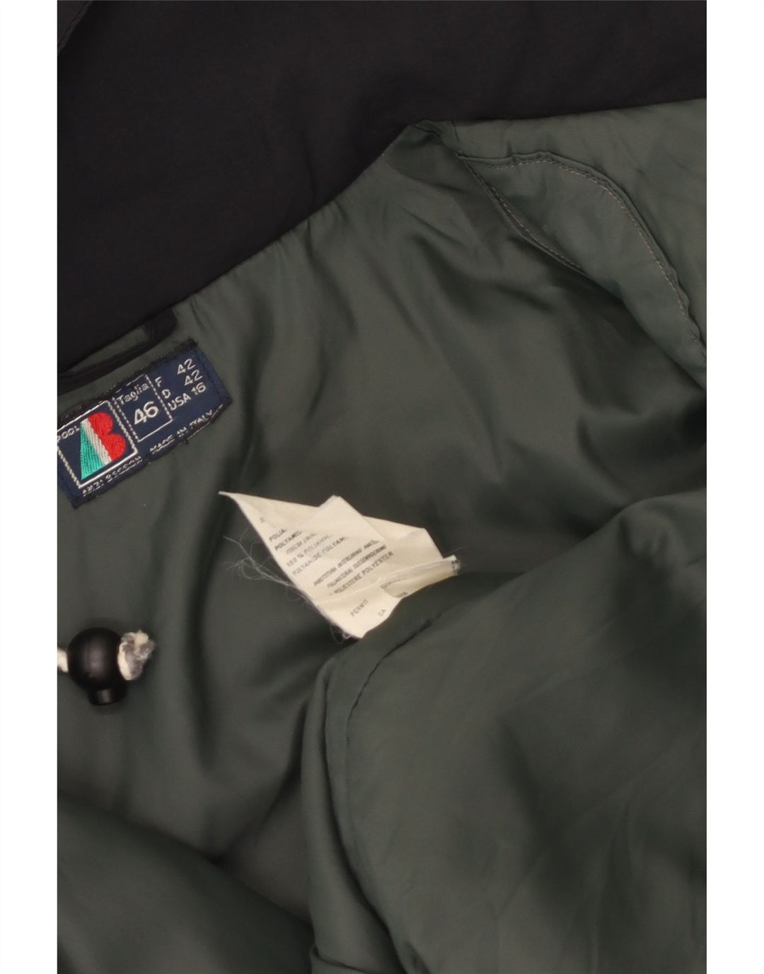 Giacca a vento oversize con cappuccio da donna VINTAGE IT 46 Large in nylon nero