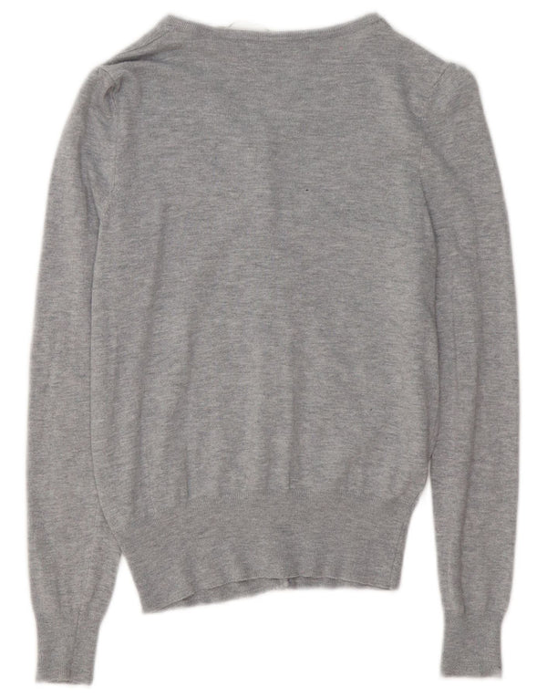 Maglione cardigan da donna Marks & Spencer UK 8 piccola viscosa screziata grigia