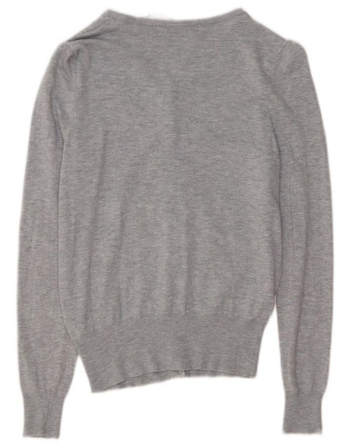 Maglione cardigan da donna Marks & Spencer UK 8 piccola viscosa screziata grigia
