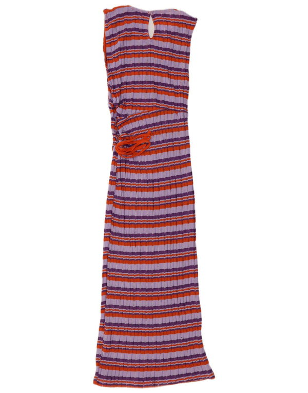 Abito maglione senza maniche da donna ZARA UK 12 Poliestere a righe viola medio