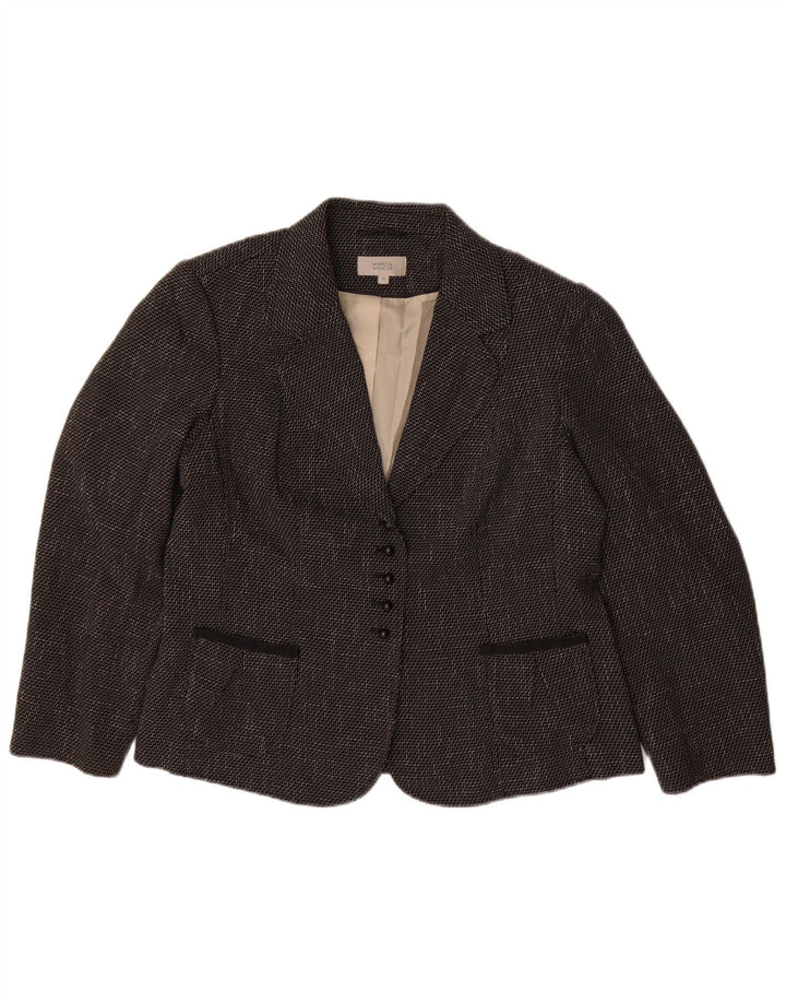 Giacca blazer a 5 bottoni da donna Marks & Spencer UK 18 XL Chevron nero