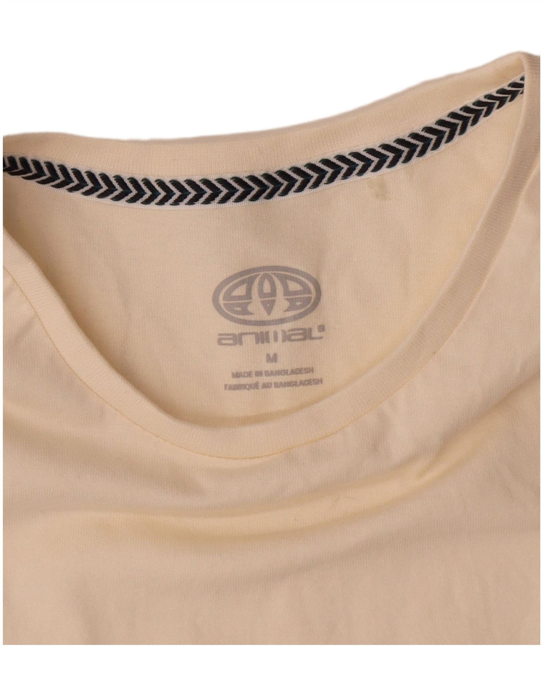 T-shirt grafica da uomo con animali, top in cotone bianco sporco medio