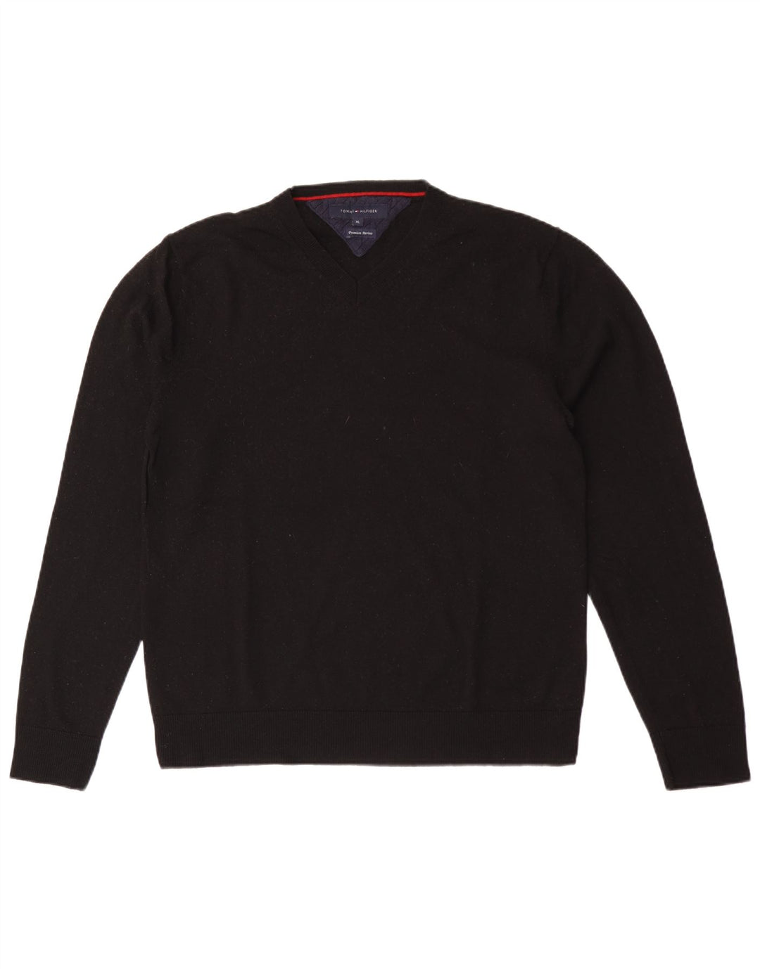 Maglione maglione con scollo a V da uomo Tommy Hilfiger XL lana nera