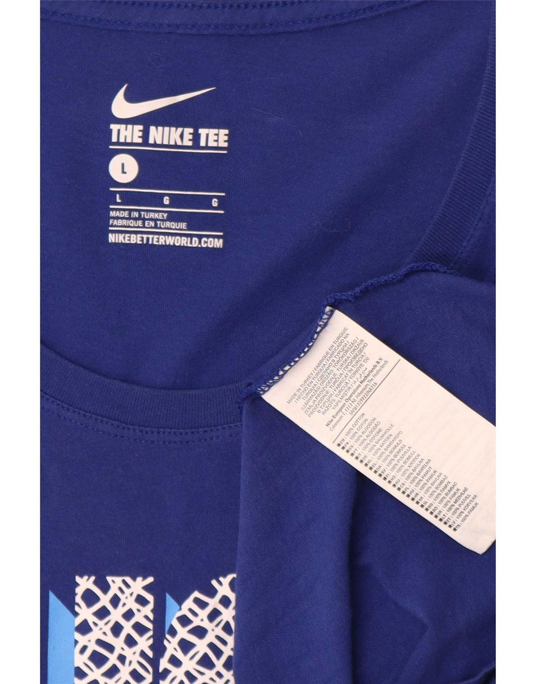 T-shirt grafica da uomo Nike Top grande in cotone blu