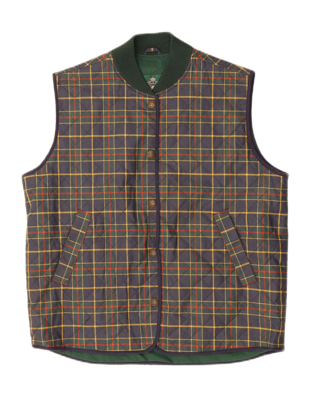 WOODS & IRONS Womens Quilted Gilet EU 46 XL Purple Check Vintage Woods & Irons and Second-Hand Woods & Irons from Messina Hembry 