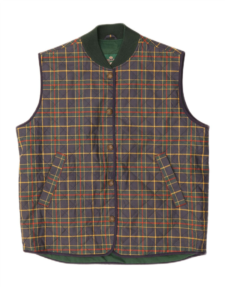 WOODS & IRONS Womens Quilted Gilet EU 46 XL Purple Check Vintage Woods & Irons and Second-Hand Woods & Irons from Messina Hembry 
