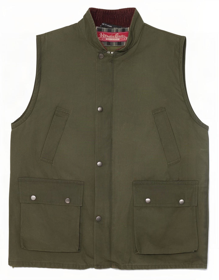 Gilet utility da uomo vintage UK 38 cotone kaki medio
