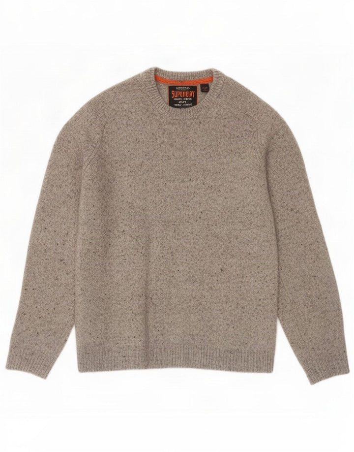 Superdry Maglione girocollo da donna girocollo in lana d'agnello screziata grigio medio