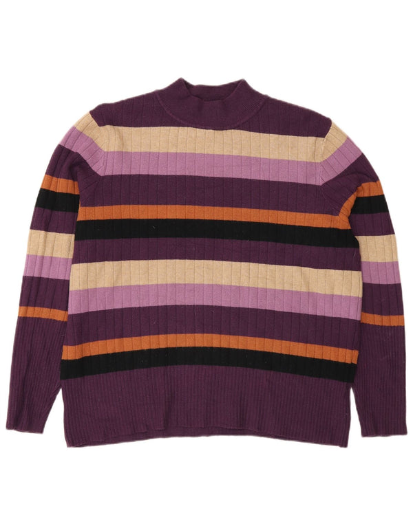 Maglione maglione a collo alto da donna Marks & Spencer UK 18 XL a righe viola