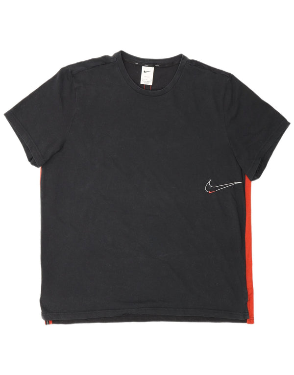 T-shirt grafica da uomo Nike Dri Fit Top XL in cotone color block nero sportivo
