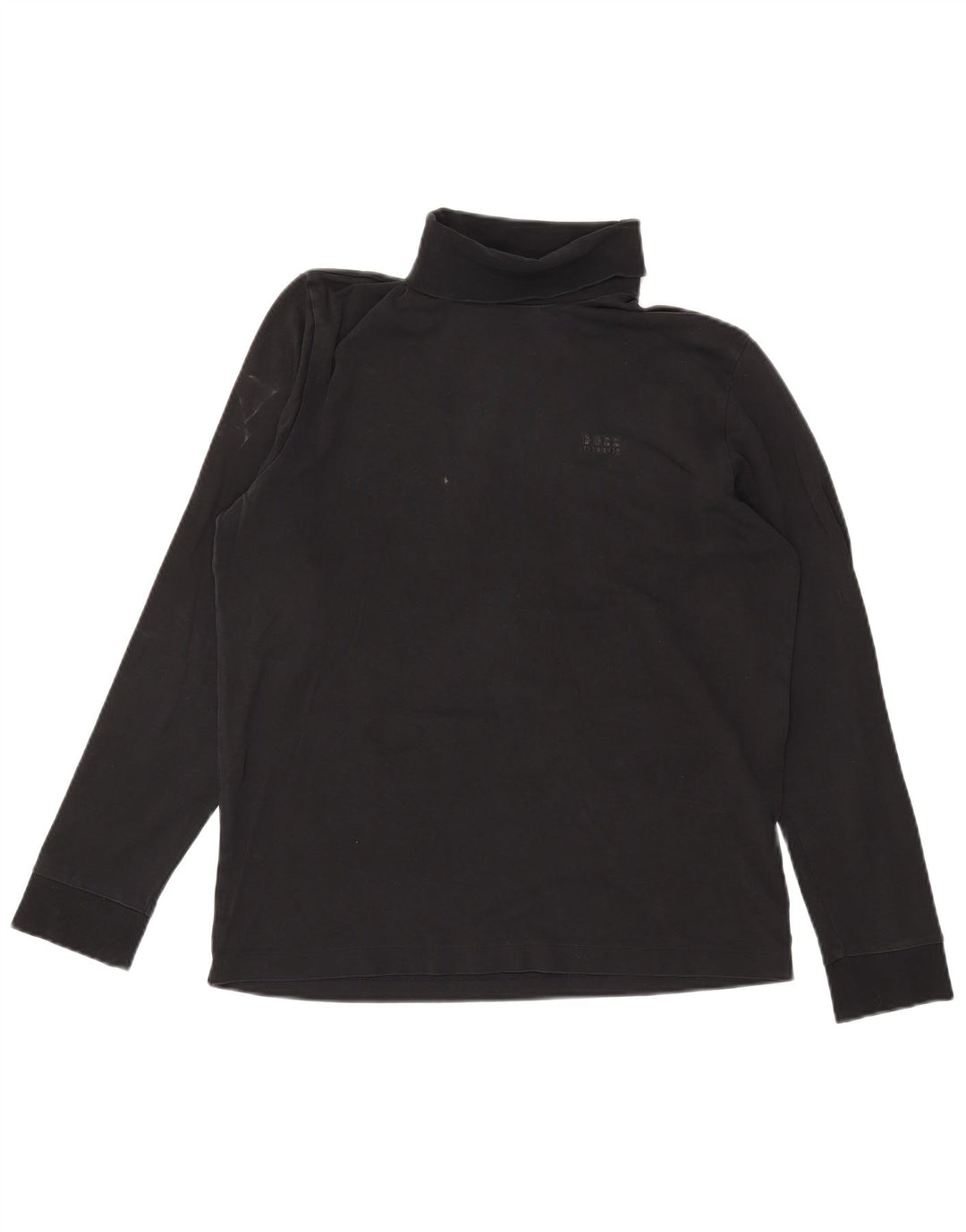 Top HUGO BOSS da uomo con collo alto a maniche lunghe in cotone nero medio