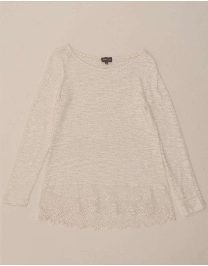 PHASE EIGHT Top da donna a maniche lunghe UK 12 Medio Bianco floreale