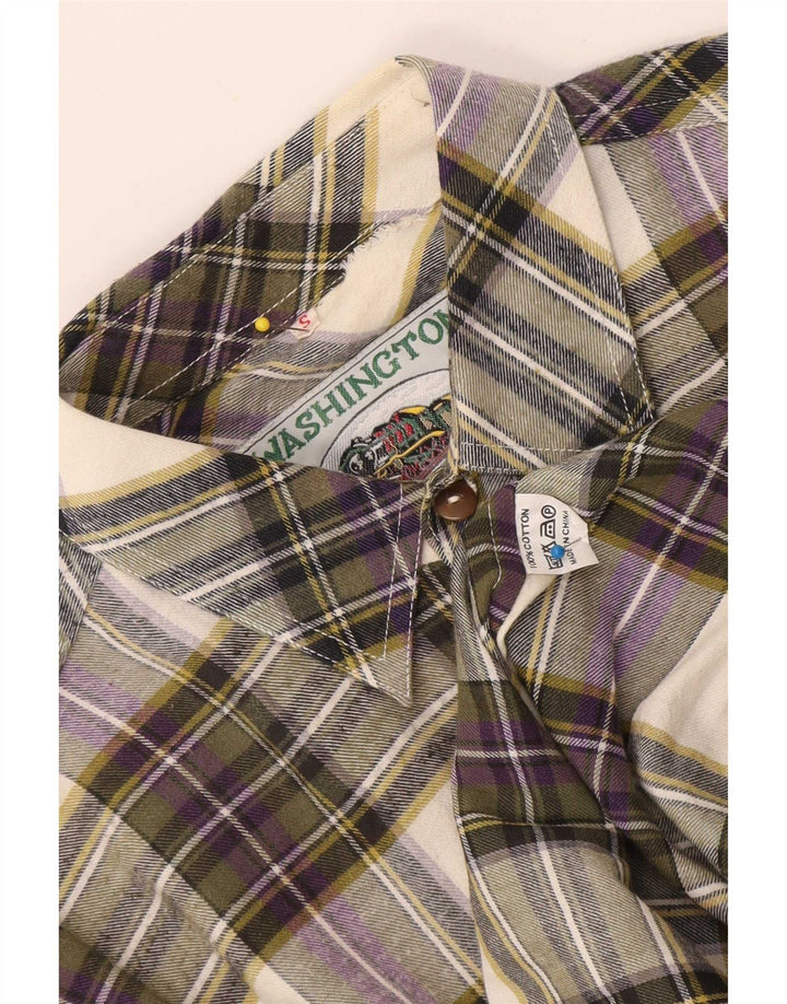 Camicia vintage da uomo in flanella di cotone a quadri multicolore