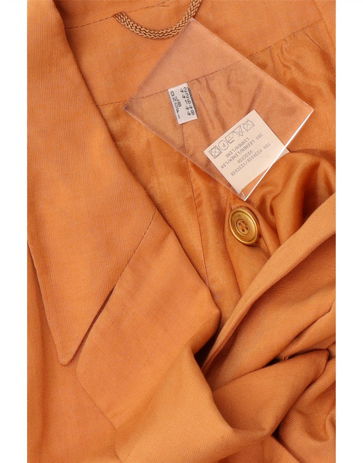 Giacca blazer doppiopetto vintage da donna UK 16 grande viscosa arancione