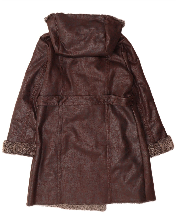 Soprabito con cappuccio Sherpa da donna OLSEN UK 14 grande poliestere marrone