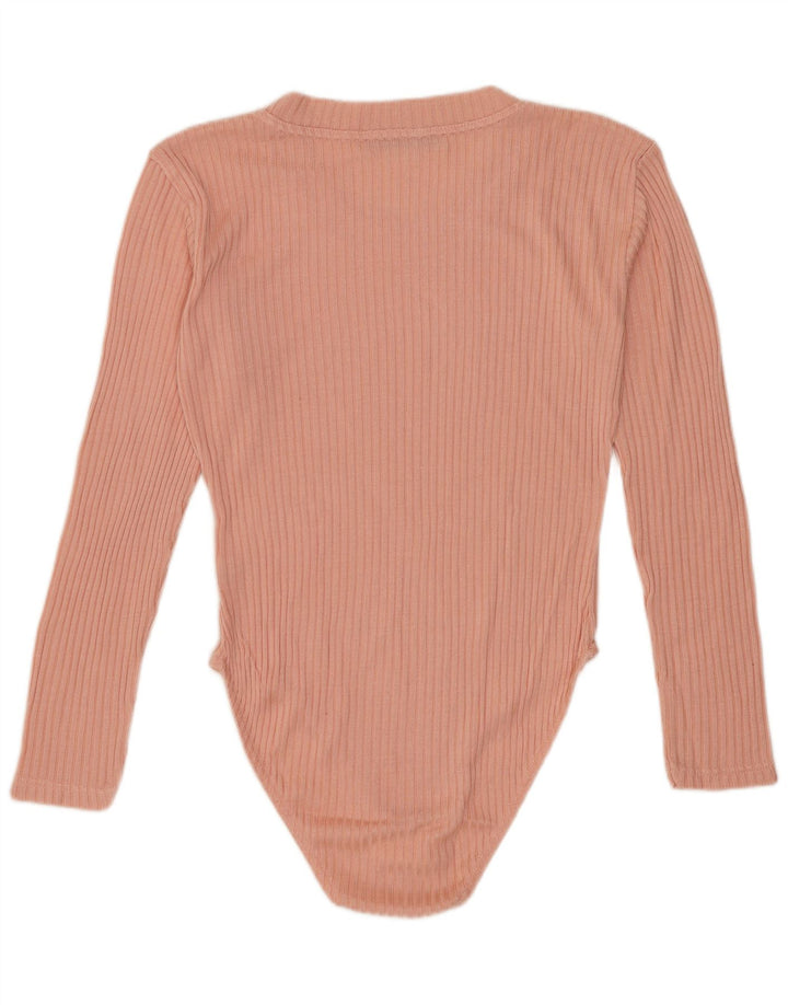 Body vintage da donna a maniche lunghe UK 14 rosa medio