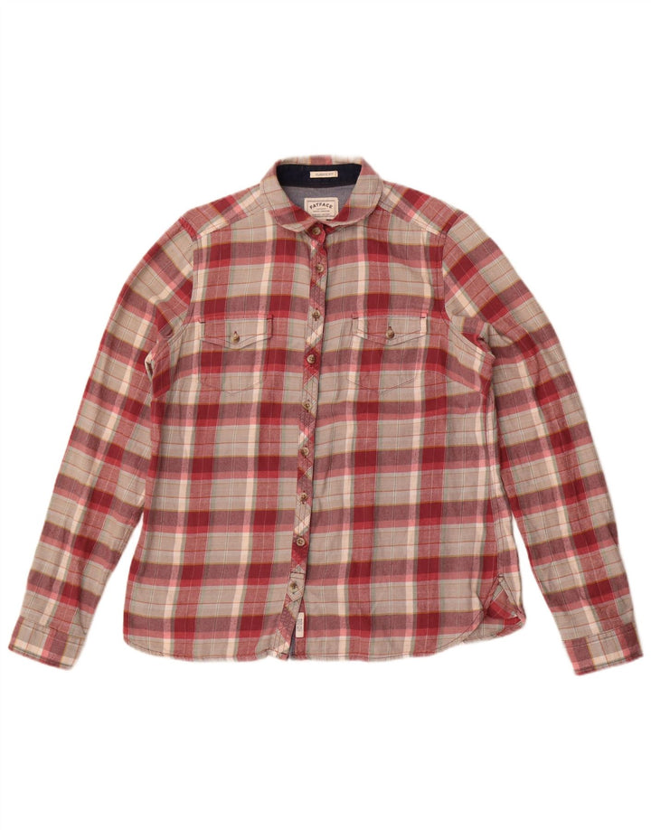 Fat Face Camicia da donna in flanella dalla vestibilità classica UK 12 Cotone a quadri rosso medio