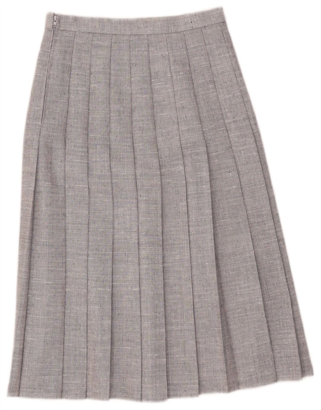 Gonna a pieghe midi da donna vintage W26 piccola in poliestere grigio