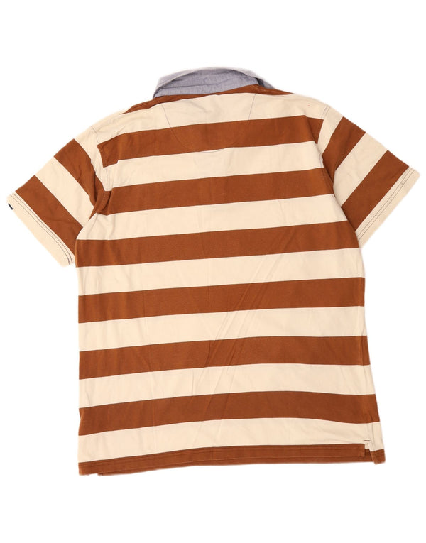 Polo da rugby da uomo Weird Fish XL in cotone a righe marroni