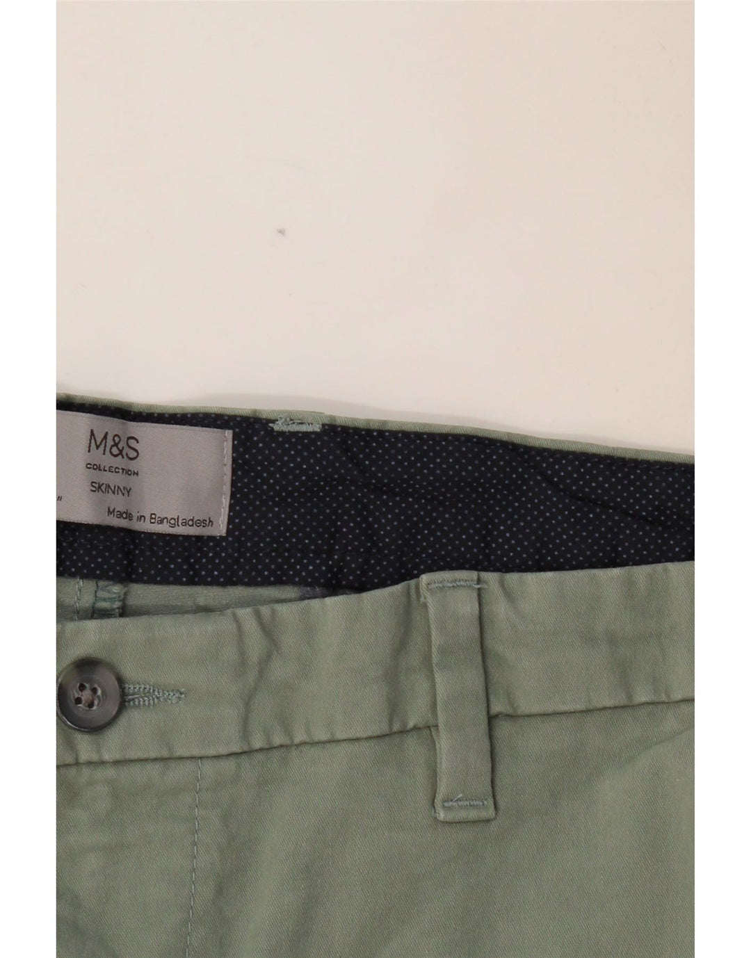 MARKS & SPENCER Pantaloni chino skinny da uomo W36 L29 cotone verde