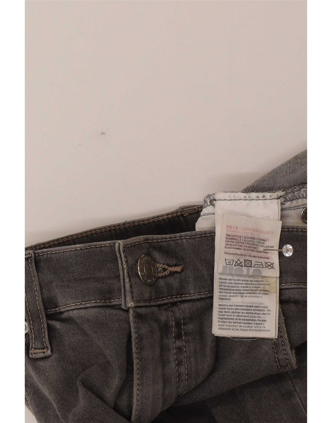 Jeans slim invecchiati da donna Topshop W30 L26 cotone grigio