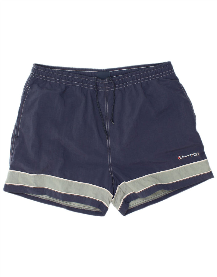 Pantaloncini da bagno da uomo Champion XL blu navy color block in poliammide