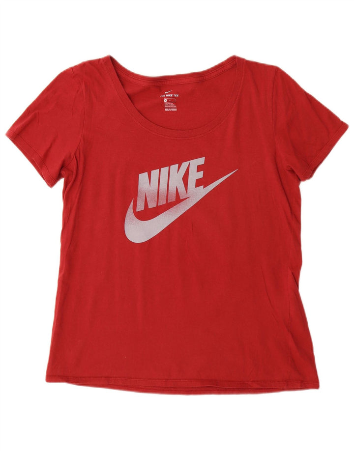 T-shirt grafica NIKE da donna con taglio atletico, taglia UK 14, cotone rosso medio